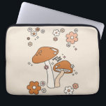 Paddenstoelen en bloemen aartafels beige retro 70' laptop sleeve<br><div class="desc">Paddenstoelen in beige en aardse tinten - inspirerend uitspraak "Geloof in Your Magic".</div>