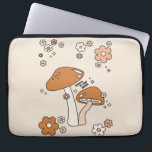Paddenstoelen en bloemen aartafels beige retro 70' laptop sleeve<br><div class="desc">Paddenstoelen in beige en aardse tinten - inspirerend uitspraak "Geloof in Your Magic".</div>