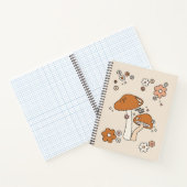 Paddenstoelen en bloemen aartafels beige retro 70' notitieboek (Binnen)