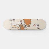 Paddenstoelen en bloemen aartafels beige retro 70' persoonlijk skateboard (Horizontaal)