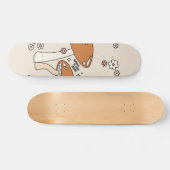 Paddenstoelen en bloemen aartafels beige retro 70' persoonlijk skateboard (Horizontaal)