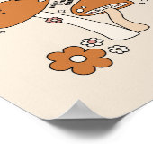 Paddenstoelen en bloemen aartafels beige retro 70' poster (Hoek)