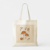 Paddenstoelen en bloemen aartafels beige retro 70' tote bag (Achterkant)
