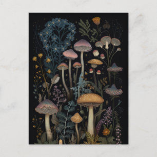 Paddenstoelen en bloemen briefkaart