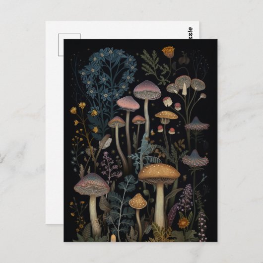 Paddenstoelen en bloemen briefkaart (Voorkant / Achterkant)