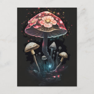 Paddenstoelen en bloemen briefkaart