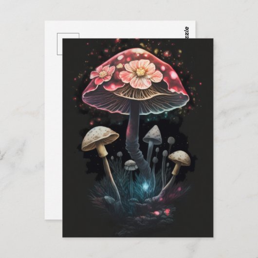 Paddenstoelen en bloemen briefkaart (Voorkant / Achterkant)