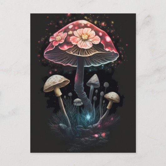 Paddenstoelen en bloemen briefkaart (Voorkant)