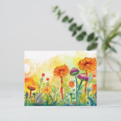 Paddenstoelen en bloemen briefkaart (Staand voorkant)