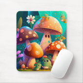 Paddenstoelen en bloemen, groen muismat (Met muis)