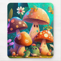 Paddenstoelen en bloemen, groen