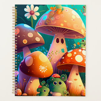 Paddenstoelen en bloemen, groen planner