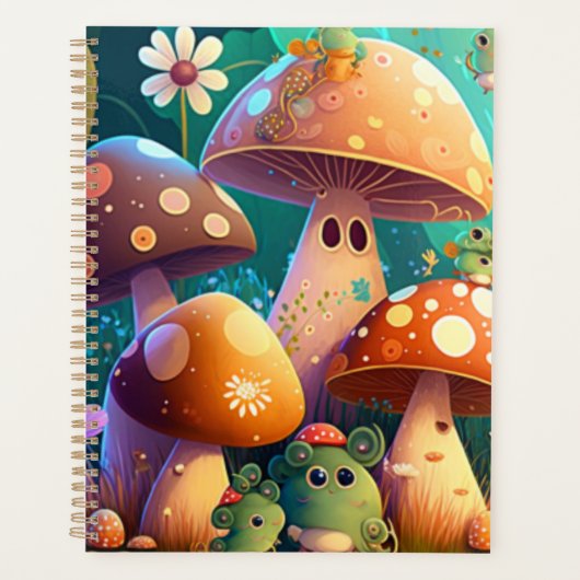 Paddenstoelen en bloemen, groen planner (Voorkant)