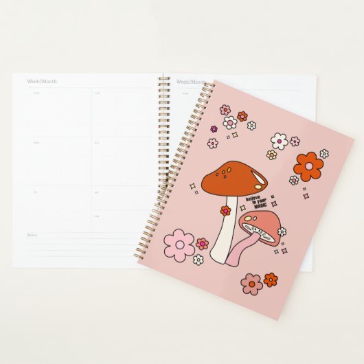 Paddenstoelen en bloemen met een kunst van 70 jaar planner (Display)