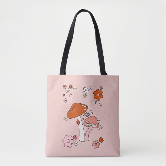 Paddenstoelen en bloemen met een kunst van 70 jaar tote bag (Voorkant)