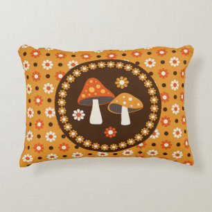 Paddenstoelen en bloemen, met zoete retro accent kussen