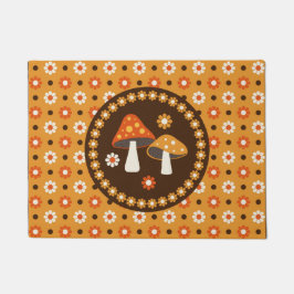 Paddenstoelen en bloemen, met zoete retro deurmat