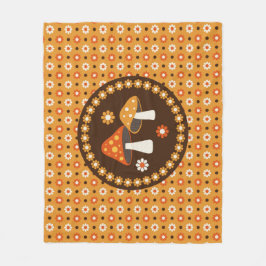 Paddenstoelen en bloemen, met zoete retro fleece deken