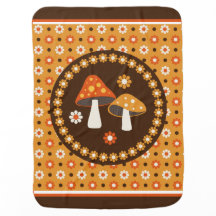 Paddenstoelen en bloemen, met zoete retro