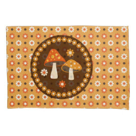 Paddenstoelen en bloemen, met zoete retro kussensloop