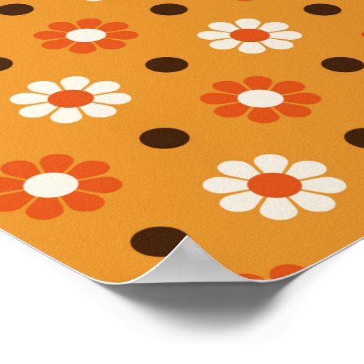 Paddenstoelen en bloemen, met zoete retro poster (Hoek)