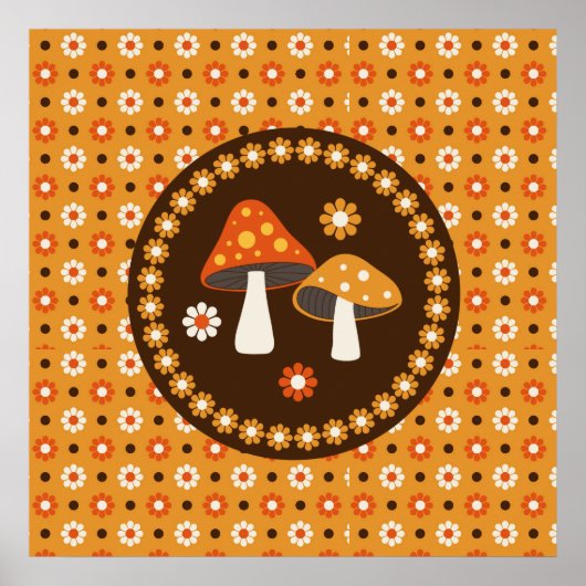 Paddenstoelen en bloemen, met zoete retro poster (Voorkant)