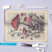 Paddenstoelen en bloemen op boek tekst illustratie tissuepapier (Craft)