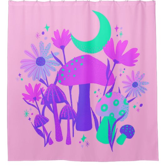 Paddenstoelen en bloemkool - lavender roos en paar douchegordijn (Voorkant)