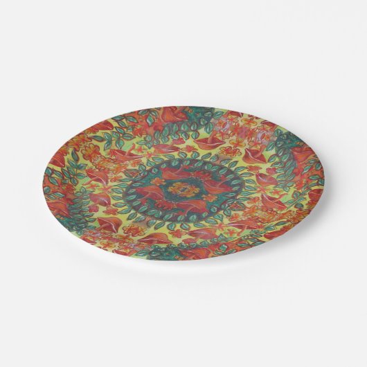 Paddenstoelen en bord van bladeren (Gekanteld)