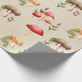 Paddenstoelen en bosbladeren cadeaupapier (Hoek)