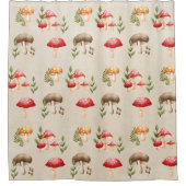 Paddenstoelen en bosbladeren douchegordijn (Voorkant)