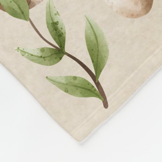 Paddenstoelen en bosbladeren fleece deken (Hoek)