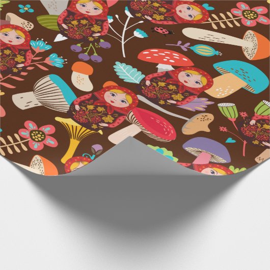 Paddenstoelen en broodjes cadeaupapier (Hoek)