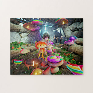 Paddenstoelen en Fairies Puzzle Legpuzzel