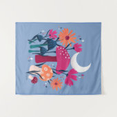 Paddenstoelen en floralen - moonsteenblauw en verb wandkleed (Voorkant (horizontaal))