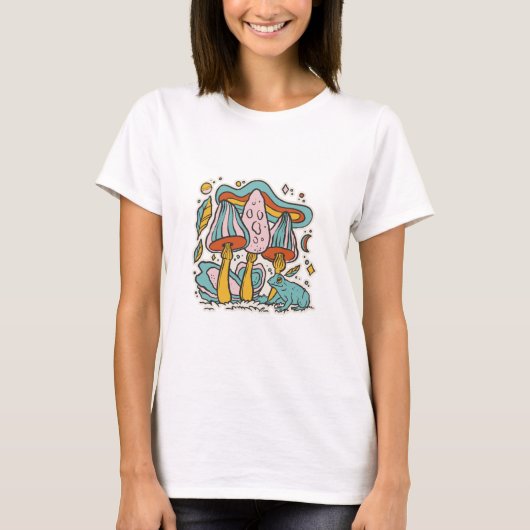 Paddenstoelen en kikkers t-shirt (Voorkant)