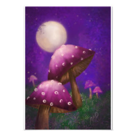 Paddenstoelen en maanlicht foto afdruk