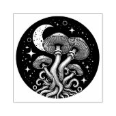 Paddenstoelen en Moon Rubber Stamp Rubberstempel (Afrduk)