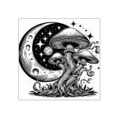 Paddenstoelen en Moon Rubber Stamp Rubberstempel (Afrduk)