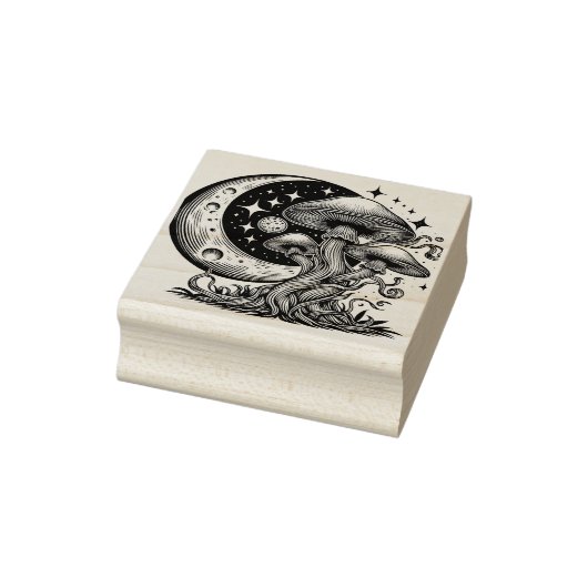 Paddenstoelen en Moon Rubber Stamp Rubberstempel (Stempel)
