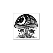 Paddenstoelen en Moon Rubber Stamp Rubberstempel (Afrduk)