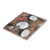 Paddenstoelen en pingenkegels tegeltje (Zijkant)