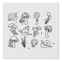 Paddenstoelen en slakken Faux Wrapped Canvas Print