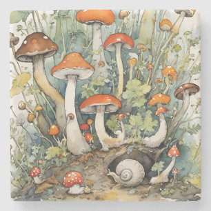 Paddenstoelen en slakken natuur liefhebbers champi stenen onderzetter