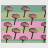 Paddenstoelen en strepen Inpakpapier (Vlak)