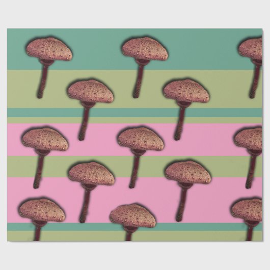 Paddenstoelen en strepen Inpakpapier (Vlak)