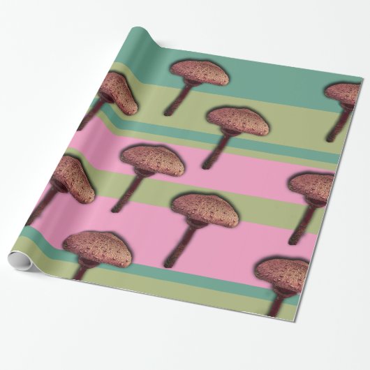 Paddenstoelen en strepen Inpakpapier (Uitgerold)