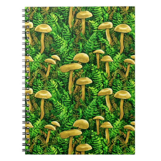 Paddenstoelen en varens op de bosbodem notitieboek (Voorkant)