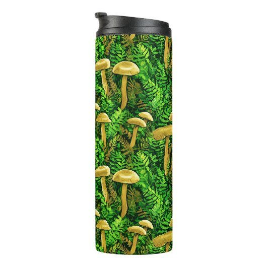 Paddenstoelen en varens op de bosbodem thermosbeker (Geroteerd rechts)