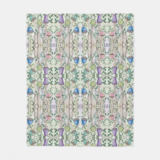 Paddenstoelen en wijnstokken fleece deken (Voorkant)